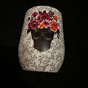 Clemintine Halloween Floral Skull Wine Insulated Tumbler